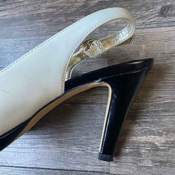 Anne Klein Women’s Black & Cream Slingback Heels Size 6.5 - Picture 6 of 15